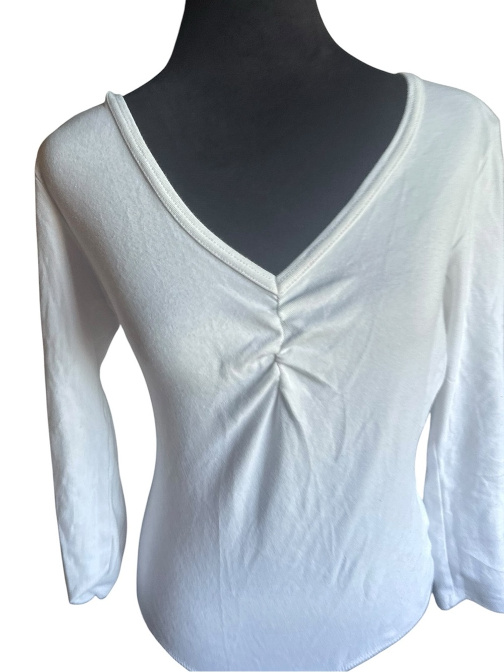 J.Crew Long Sleeve V-Neck Ruched Bodysuit White | Size M - Picture 4 of 7